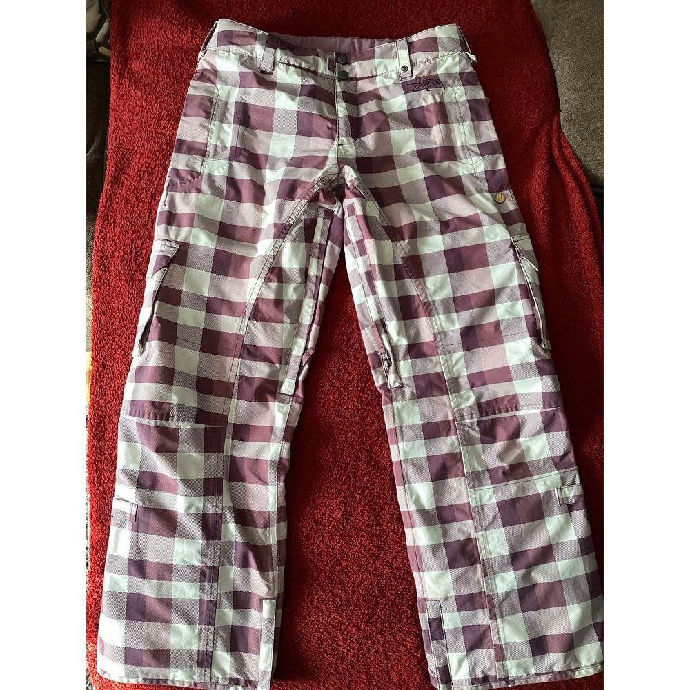 Burton Y2K Snow Cargo Pants Snowboarding Ski Lust Gridlock Purple Plaid Med